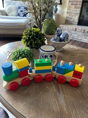 Melissa & Doug Wooden Colorful Blocks Stacking Train Toy